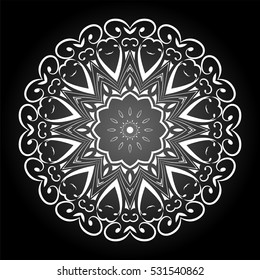 Mandala. White round ornament. Vintage decorative elements. Vector