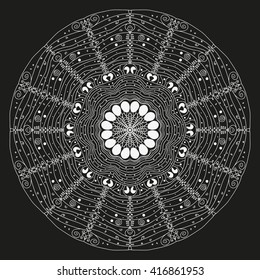 Mandala white web. Hand drawn mandala web