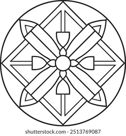 Moinho de vento Mandala para livros de colorir
