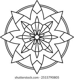 Mandala windmill for coloring books