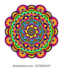 Mandala mit verschiedenen Farben, ethnische Ornamente 