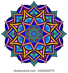 Mandala wit different colors ethnic ornament	