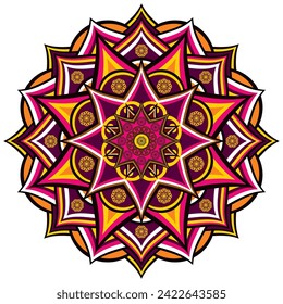 Mandala wit different colors ethnic ornament	