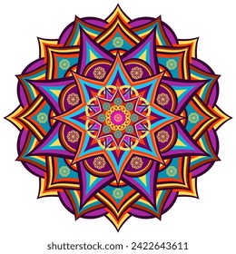 Mandala wit different colors ethnic ornament	
