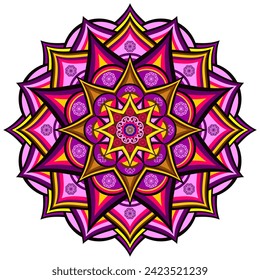 Mandala wit different colors ethnic ornament	