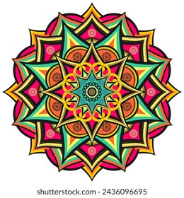 Mandala wit different colors ethnic ornament