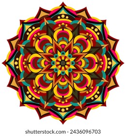 Mandala wit different colors ethnic ornament