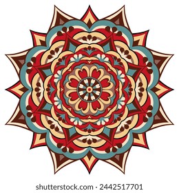 Mandala wit different colors ethnic ornament