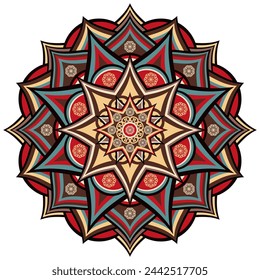 Mandala wit different colors ethnic ornament