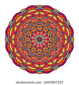 Mandala wit different colors ethnic ornament