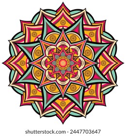 Mandala wit different colors ethnic ornament