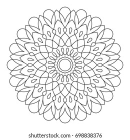 Mandala. Wonderful Round Element For Coloring Book. Black Lines on White Background.