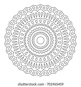 Mandala. Wonderful Round Element For Coloring Book. Black Lines on White Background.