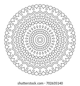 Mandala. Wonderful Round Element For Coloring Book. Black Lines on White Background.