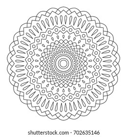 Mandala. Wonderful Round Element For Coloring Book. Black Lines on White Background.