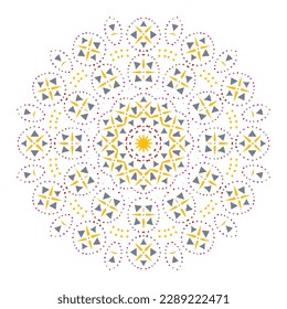 Mandala in yellow grey colors with thin details