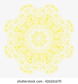 Mandala yellow. White background.