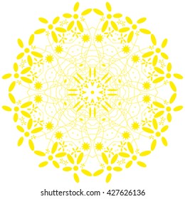 Mandala yellow. White background. Floral mandala.