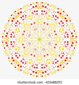 Mandala yellow-orange. White background.