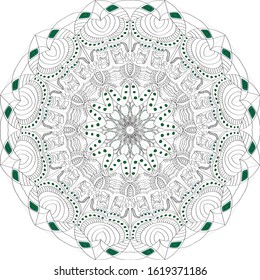 Mandala yoga Indian relax green black and white