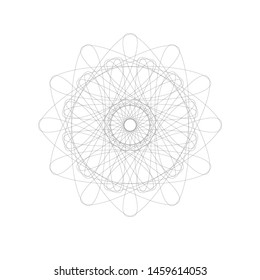 Mandala yoga swirl design element meditation round circle vector geometric shape black monochrome isolated on white symbol  