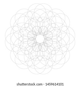 Mandala yoga swirl design element meditation round circle vector geometric shape black monochrome isolated on white symbol  