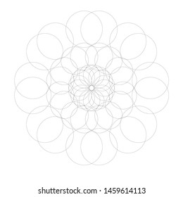 Mandala yoga swirl design element meditation round circle vector geometric shape black monochrome isolated on white symbol  