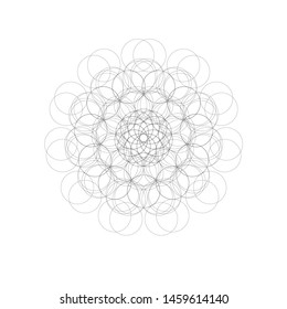 Mandala yoga swirl design element meditation round circle vector geometric shape black monochrome isolated on white symbol  