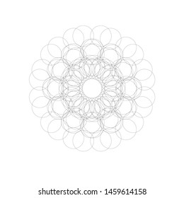 Mandala yoga swirl design element meditation round circle vector geometric shape black monochrome isolated on white symbol  