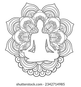 la ilustración de vector de yoga mandala es una obra de arte compuesta que utiliza vectores que se puede utilizar en multimedia. y una variedad de publicaciones