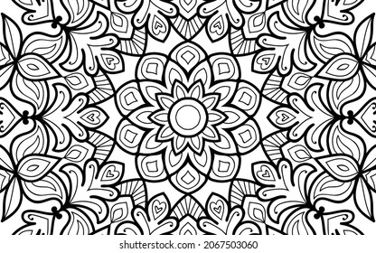 Mandala Zen tangle Design Malbuch Seite für Erwachsene Vektorgrafik Vorlage Vintage, Muster, dekorativ, Elemente, Henna, Mehndi.
