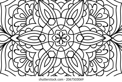 Mandala zen tangle design colouring book page for adults vector illustration template Vintage, pattern, decorative, elements, Henna, Mehndi.