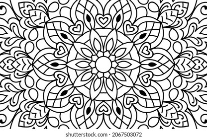 Mandala zen tangle design colouring book page for adults vector illustration template Vintage, pattern, decorative, elements, Henna, Mehndi.