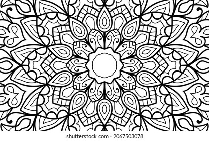Mandala zen tangle design colouring book page for adults vector illustration template Vintage, pattern, decorative, elements, Henna, Mehndi.