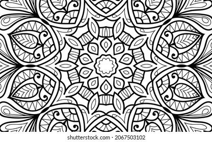 Mandala zen tangle design colouring book page for adults vector illustration template Vintage, pattern, decorative, elements, Henna, Mehndi.