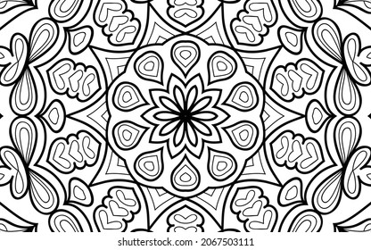 Mandala zen tangle design colouring book page for adults vector illustration template Vintage, pattern, decorative, elements, Henna, Mehndi.