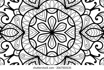 Mandala zen tangle design colouring book page for adults vector illustration template Vintage, pattern, decorative, elements, Henna, Mehndi.