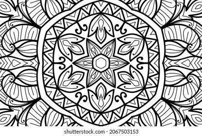 Mandala zen tangle design colouring book page for adults vector illustration template Vintage, pattern, decorative, elements, Henna, Mehndi.
