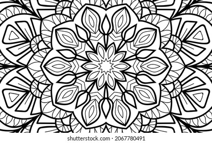 Mandala zen tangle design colouring book page for adults vector illustration template Vintage, pattern, decorative, elements, Henna, Mehndi.