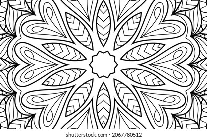 Mandala zen tangle design colouring book page for adults vector illustration template Vintage, pattern, decorative, elements, Henna, Mehndi.