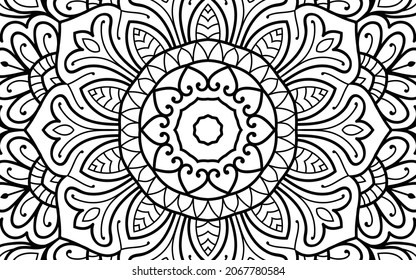 Mandala zen tangle design colouring book page for adults vector illustration template Vintage, pattern, decorative, elements, Henna, Mehndi.