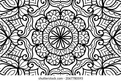 Mandala Zen tangle Design Malbuch Seite für Erwachsene Vektorgrafik Vorlage Vintage, Muster, dekorativ, Elemente, Henna, Mehndi.