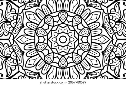 Mandala zen tangle design colouring book page for adults vector illustration template Vintage, pattern, decorative, elements, Henna, Mehndi.