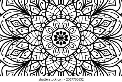 Mandala zen tangle design colouring book page for adults vector illustration template Vintage, pattern, decorative, elements, Henna, Mehndi.