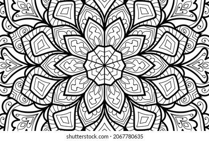 Mandala zen tangle design colouring book page for adults vector illustration template Vintage, pattern, decorative, elements, Henna, Mehndi.