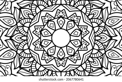 Mandala zen tangle design colouring book page for adults vector illustration template Vintage, pattern, decorative, elements, Henna, Mehndi.