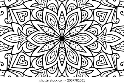 Mandala zen tangle design colouring book page for adults vector illustration template Vintage, pattern, decorative, elements, Henna, Mehndi.