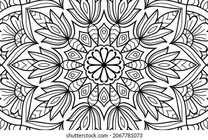 Mandala zen tangle design colouring book page for adults vector illustration template Vintage, pattern, decorative, elements, Henna, Mehndi.