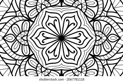 Mandala zen tangle design colouring book page for adults vector illustration template Vintage, pattern, decorative, elements, Henna, Mehndi.