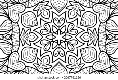 Página del libro de coloreado de diseño enmarañado Mandala zen para adultos plantilla de ilustración vectorial Vintage, patrón, decorativo, elementos, Henna, Mehndi.